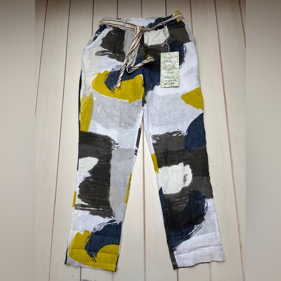 NWT Abstract Print Linen Drawstring Pants - Picture 9 of 11